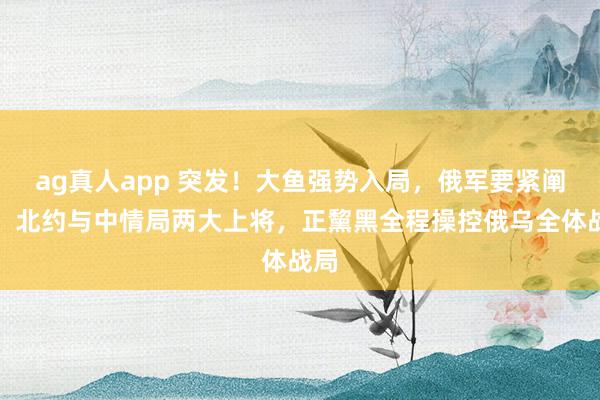 ag真人app 突发！大鱼强势入局，俄军要紧阐发：北约与中情局两大上将，正黧黑全程操控俄乌全体战局